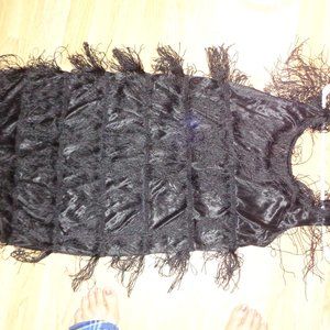 Chardes fringe black costume dress